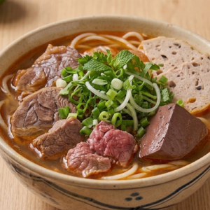 Bún bò Huế (Spicy Beef Soup w/ Rice Noodles/extra large Vermicelli)